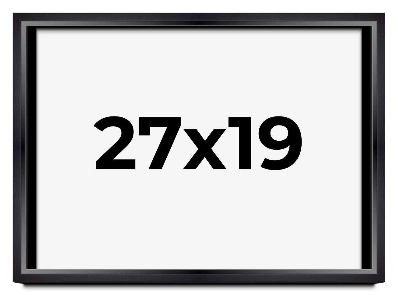 27x19 Modern Shadow Box 1.5" Depth Black Picture Frame - UV Acrylic, Backing, Hanging Hardware